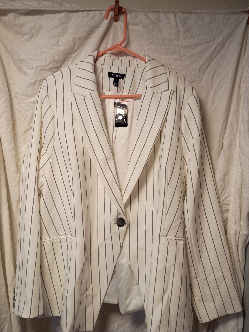 Torrid NWT White Pinstripe Blazer